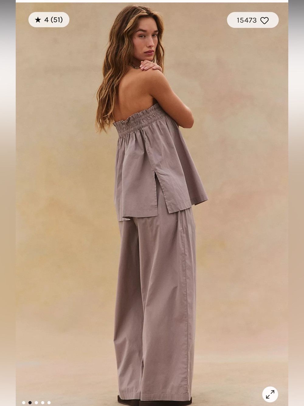 Free People Corfu Tube Top/Pant set in grey - Picture 2 of 5